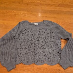 Francesca's Collections Sage Crochet Sweater